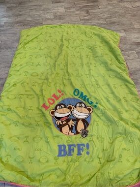 BFF! Lime Green Monkey Print Sleeping Bag Bbobby Jack VTG